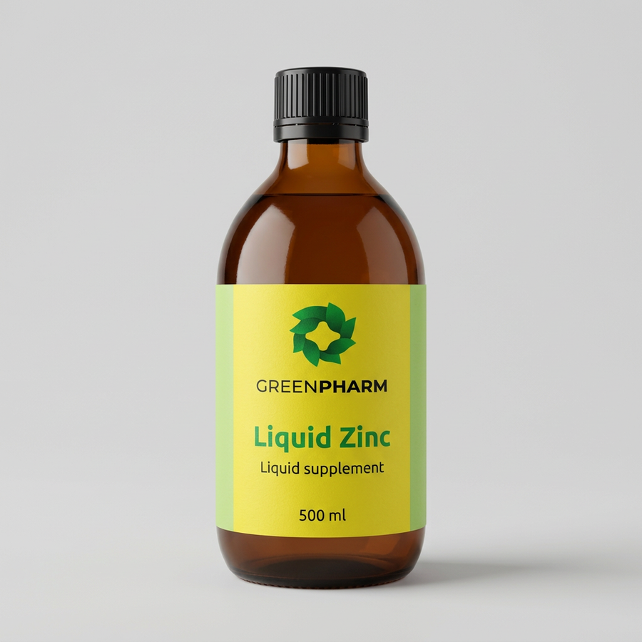 GreenPharm Liquid Zinc 500 ml packaging mockup